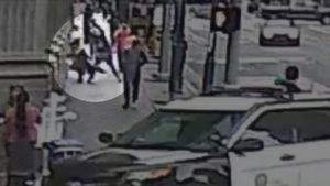 Security cam footage of Smith-Levin assaulting his female companion